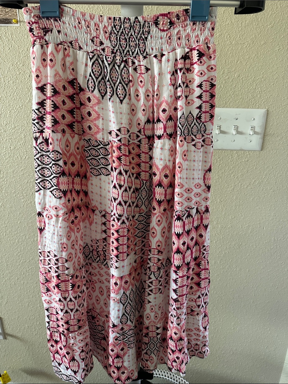 Joe B Pink and Black Geometric Smocked Waist Maxi Skirt (Kids)